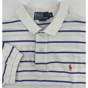VTG Polo Ralph Lauren Shirt Mens M Multicolor Striped Short Sleeve Cotton Pony